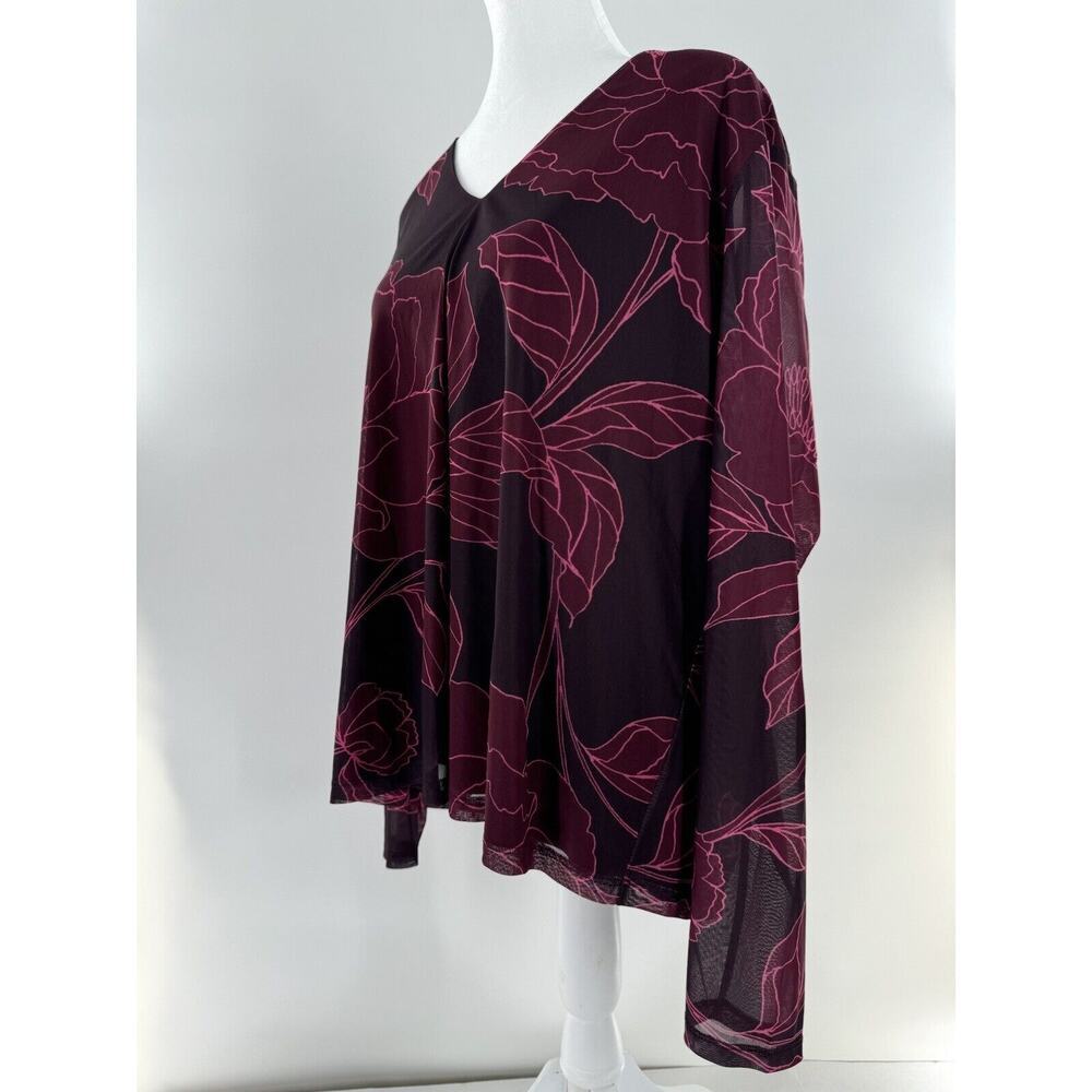 Les Serein Shirt Top Women’s Size XL Mesh Floral Y2K Long Sleeve Graphic 90’s - Picture 4 of 14